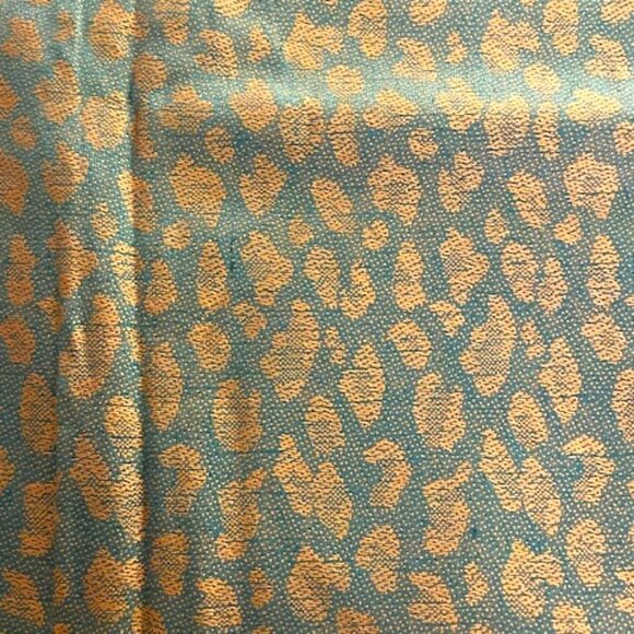 Luxury 70% Pashmina 30% Silk Full Shawl Wrap - Teal & Gold Leopard Print - Picture 2 of 5